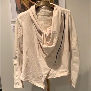 Cotton and leatherette zipfront jacket